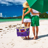 Red Suricata XL Mesh Beach Bag Tote -  Purple & Beige