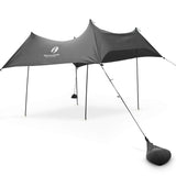 Red Suricata Grey Family Beach Sun Shade Canopy Tent Sunshade with sand anchors-Lycra Canopy-Red Suricata