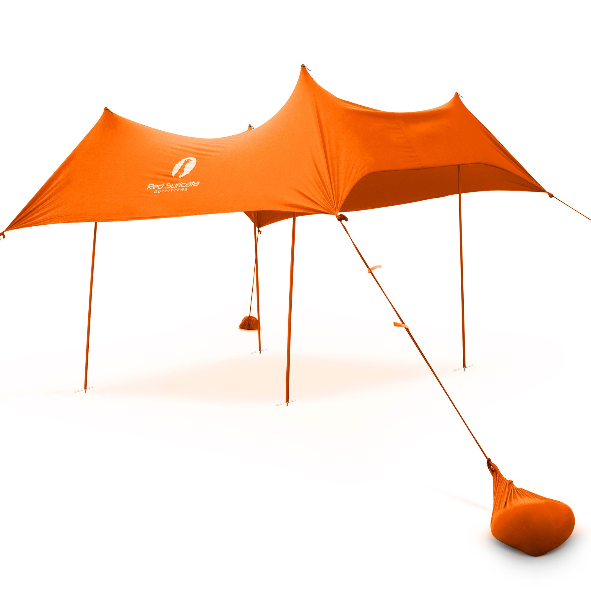 Red Suricata Orange Family Beach Sun Shade Canopy Tent Sunshade with sand anchors-Red Suricata