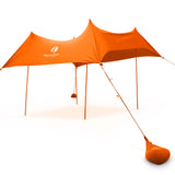 Red Suricata Orange Family Beach Sun Shade Canopy Tent Sunshade with sand anchors-Red Suricata