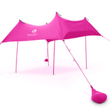 Red Suricata Pink Family Beach Sun Shade Canopy Tent Sunshade with sand anchors-Lycra Canopy-Red Suricata