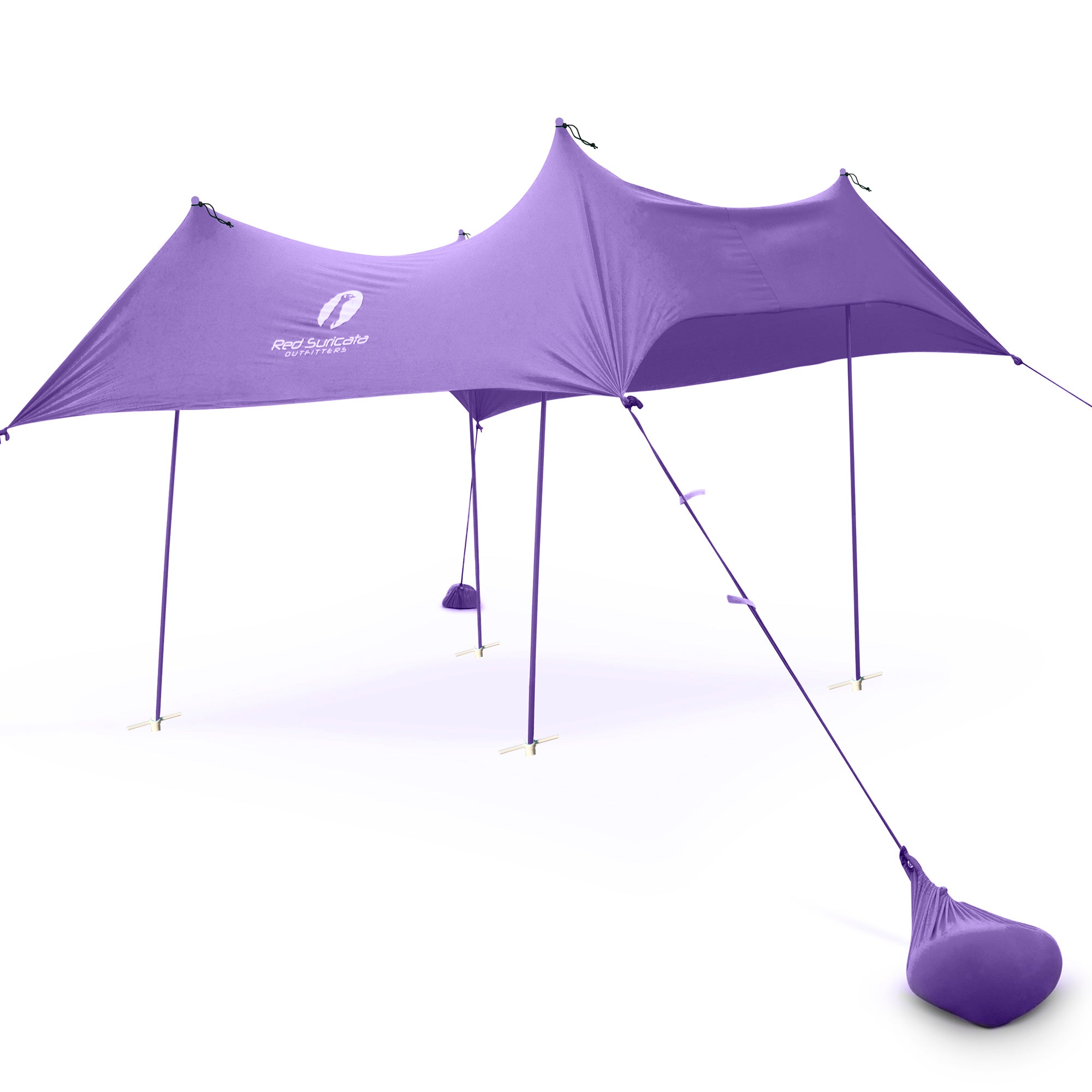 Red Suricata Purple Family Beach Sun Shade Canopy Tent Sunshade with sand anchors-Lycra Canopy-Red Suricata