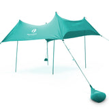 Red Suricata Turquoise Family Beach Sun Shade Canopy Tent Sunshade with sand anchors-Lycra Canopy-Red Suricata