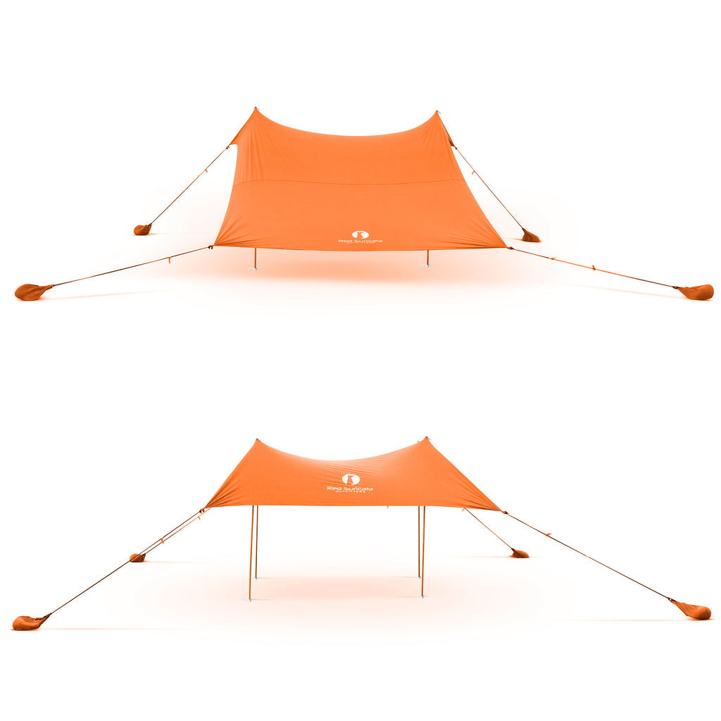 Red Suricata Orange Family Beach Sun Shade Canopy Tent Sunshade with sand anchors-Red Suricata