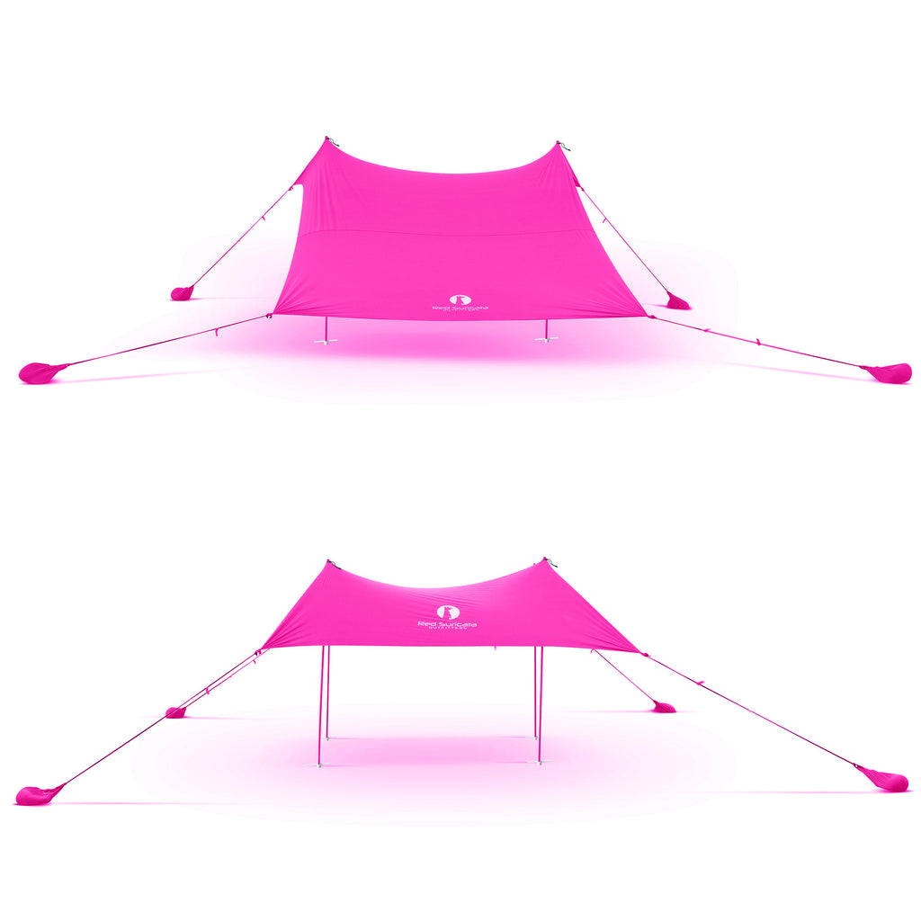 Red Suricata Pink Family Beach Sun Shade Canopy Tent Sunshade with sand anchors-Lycra Canopy-Red Suricata