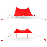 Red Suricata Red Family Beach Sun Shade Canopy Tent Sunshade with sand anchors-Lycra Canopy-Red Suricata