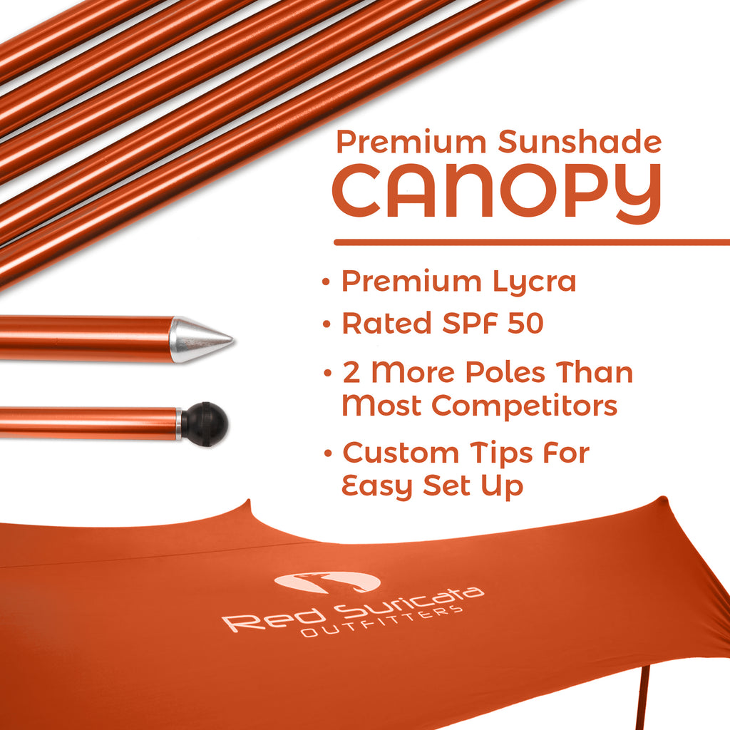 Red Suricata Orange Family Beach Sun Shade Canopy Tent Sunshade with sand anchors-Red Suricata