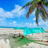 Red Suricata Turquoise Family Beach Sun Shade Canopy Tent Sunshade with sand anchors-Lycra Canopy-Red Suricata