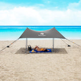 Red Suricata Grey Family Beach Sun Shade Canopy Tent Sunshade with sand anchors-Lycra Canopy-Red Suricata