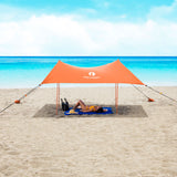 Red Suricata Orange Family Beach Sun Shade Canopy Tent Sunshade with sand anchors-Red Suricata