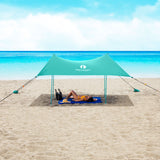 Red Suricata Turquoise Family Beach Sun Shade Canopy Tent Sunshade with sand anchors-Lycra Canopy-Red Suricata