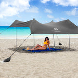 Red Suricata Grey Family Beach Sun Shade Canopy Tent Sunshade with sand anchors-Lycra Canopy-Red Suricata