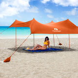 Red Suricata Orange Family Beach Sun Shade Canopy Tent Sunshade with sand anchors-Red Suricata