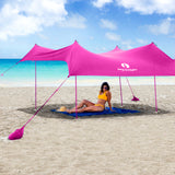 Red Suricata Pink Family Beach Sun Shade Canopy Tent Sunshade with sand anchors-Lycra Canopy-Red Suricata