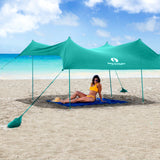 Red Suricata Turquoise Family Beach Sun Shade Canopy Tent Sunshade with sand anchors-Lycra Canopy-Red Suricata