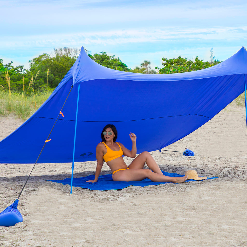 Red Suricata Blue Family Beach Sun Shade Canopy Tent Sunshade with sand anchors-Red Suricata