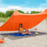 Red Suricata Orange Family Beach Sun Shade Canopy Tent Sunshade with sand anchors-Red Suricata