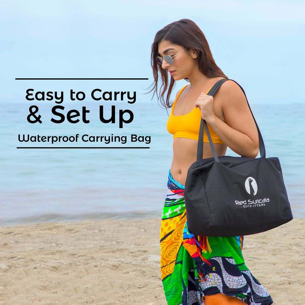 Red Suricata Red Family Beach Sun Shade Canopy Tent Sunshade with sand anchors-Lycra Canopy-Red Suricata