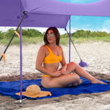 Red Suricata Purple Family Beach Sun Shade Canopy Tent Sunshade with sand anchors-Lycra Canopy-Red Suricata