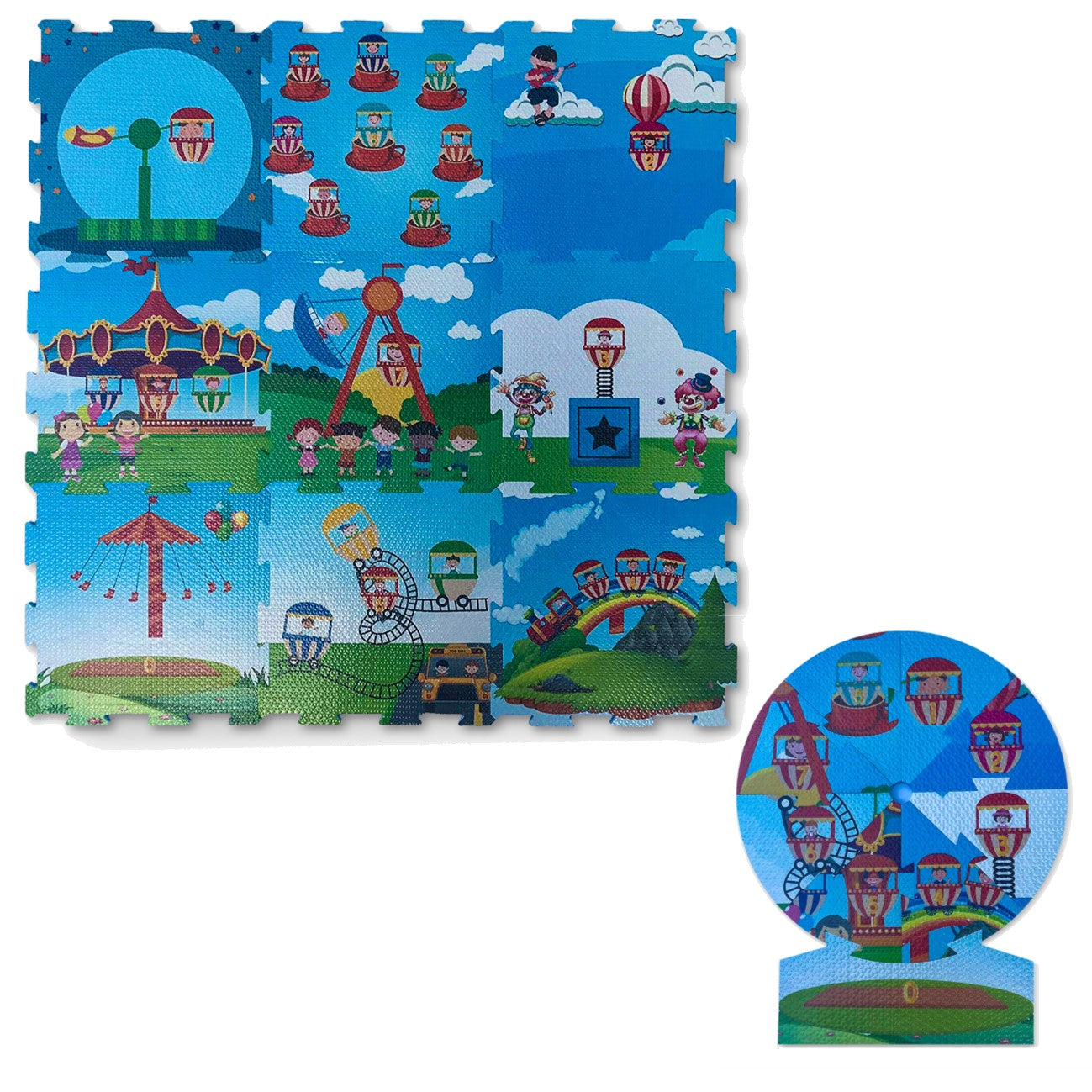 Red Suricata 2 in 1 Baby Play mat - Amusement Park Puzzle for toddlers & infants-Red Suricata