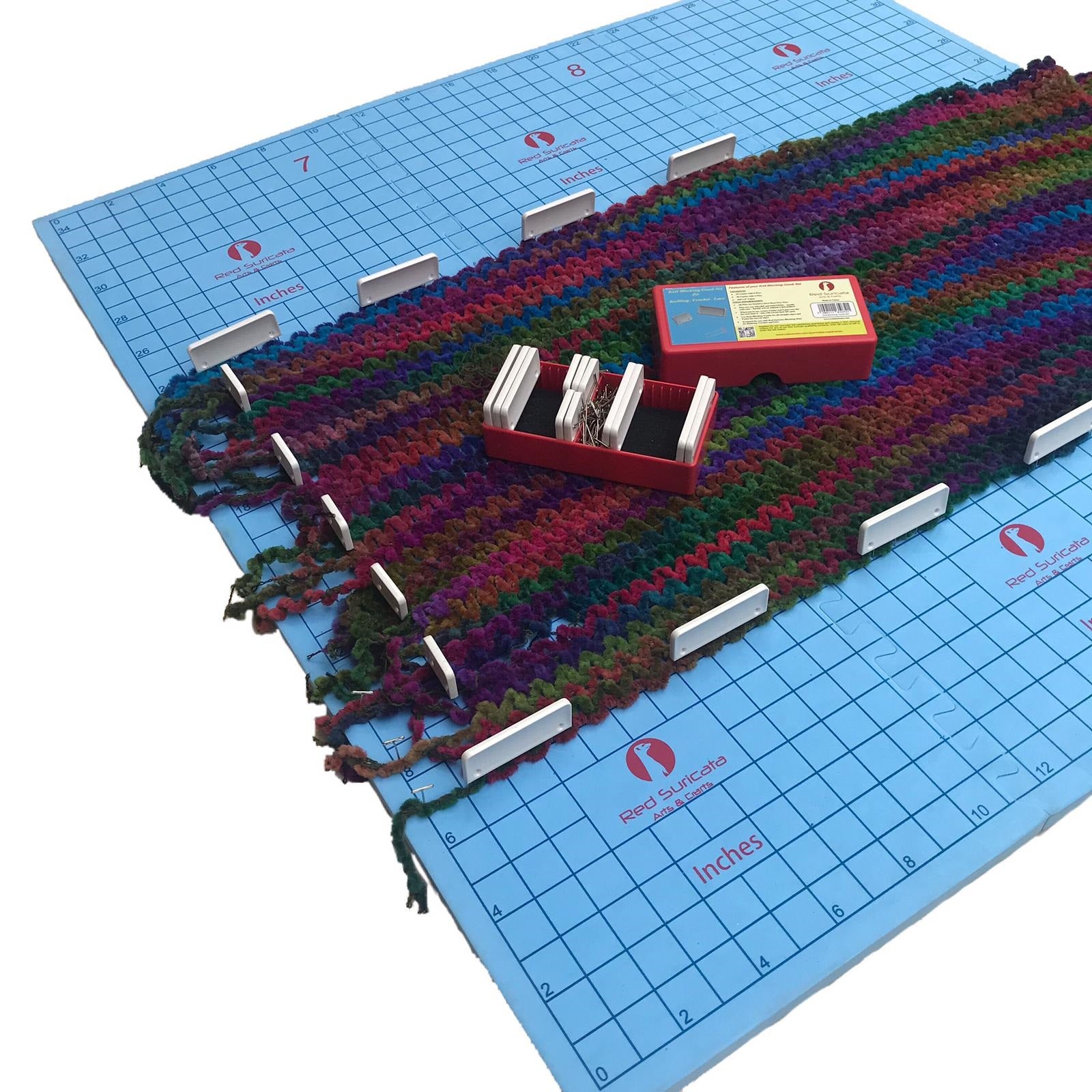 Red Suricata Knit Blocking Bundle – Blocking Mats for Knitting & Knit Blocking Comb Set (Inches Grid)-Blocking Mats-Red Suricata