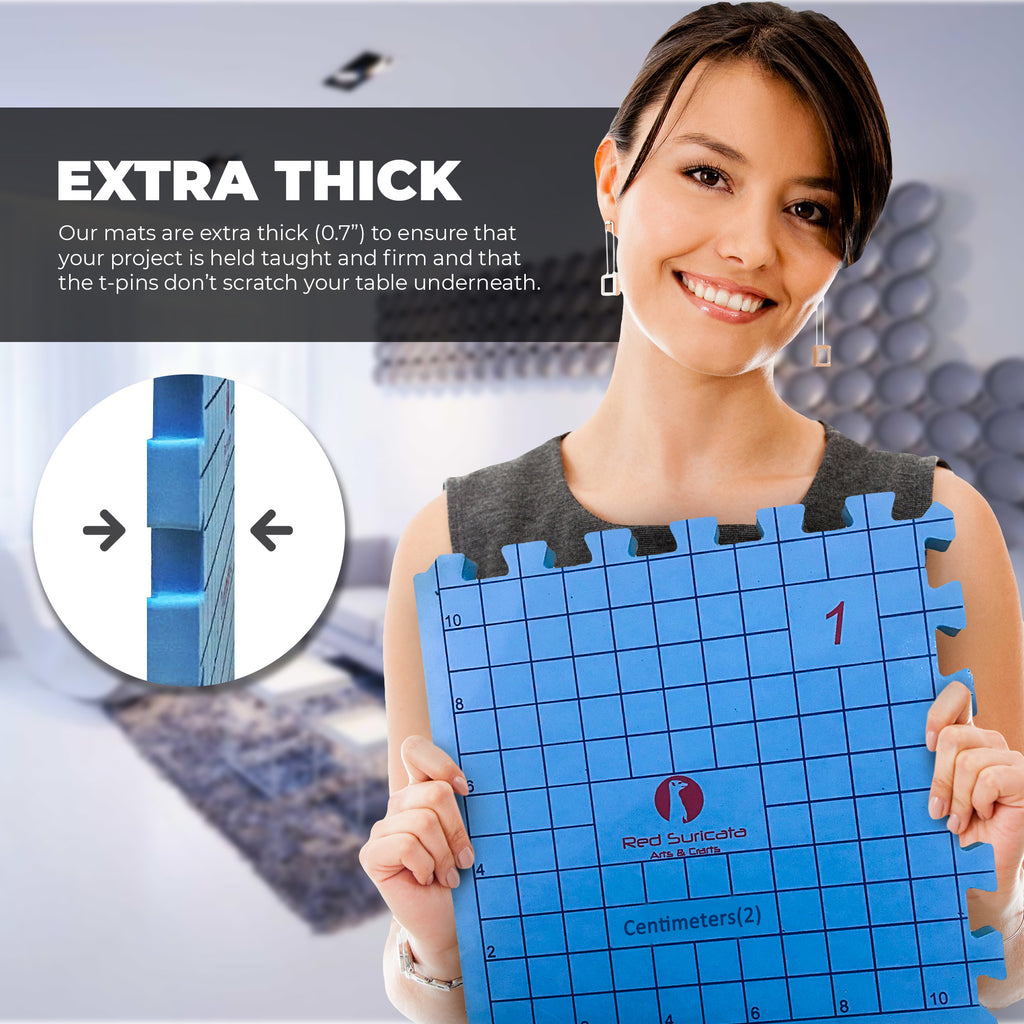 Red Suricata Knit Blocking Bundle – Blocking Mats for Knitting & Knit Blocking Comb Set (CMs Grid)-Blocking Mats-Red Suricata