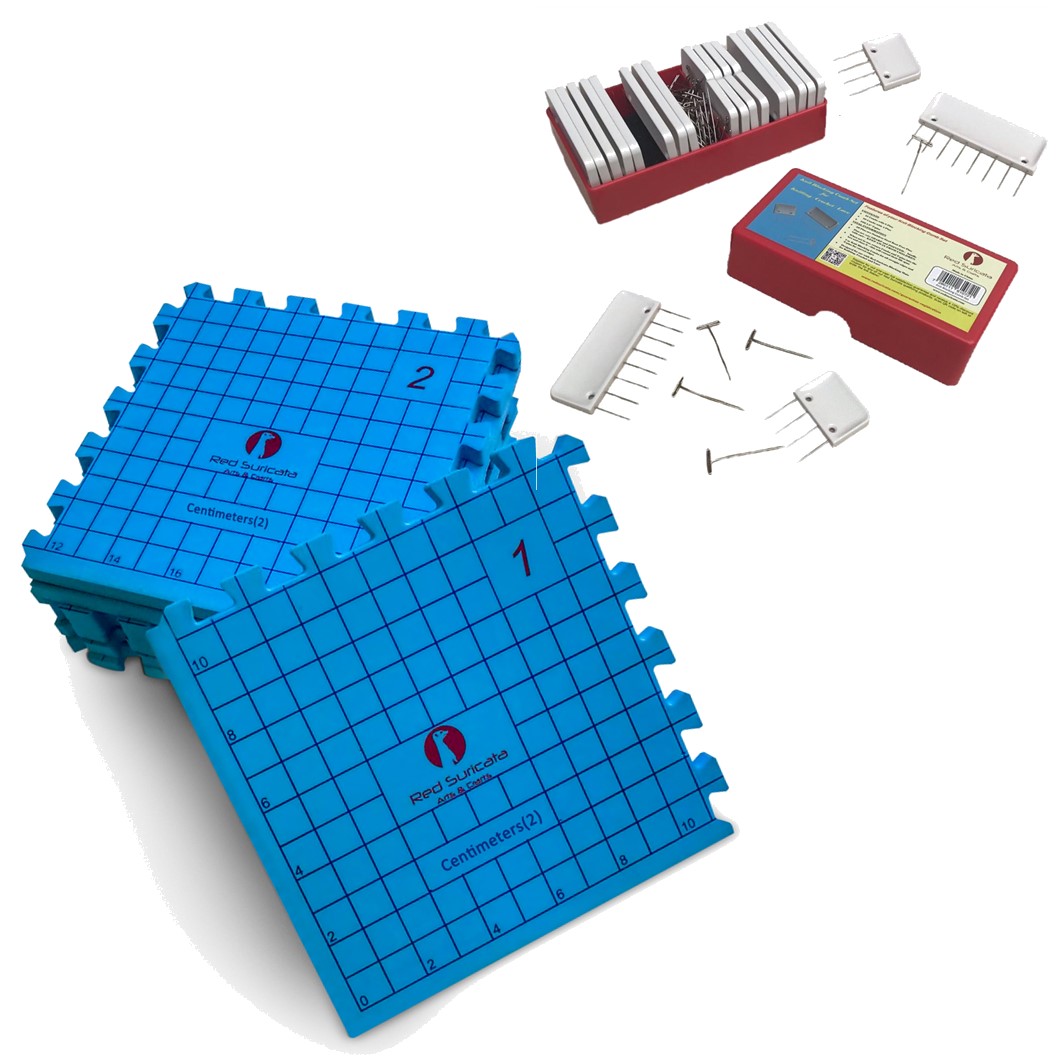 Red Suricata Knit Blocking Bundle – Blocking Mats for Knitting & Knit Blocking Comb Set (CMs Grid)-Blocking Mats-Red Suricata
