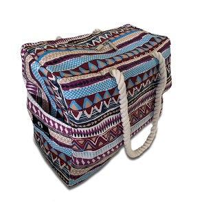 Red Suricata Kiowa Style Large Waterproof Boho Beach Bag with Rope Handles-Bag-Red Suricata