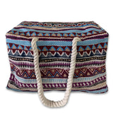 Red Suricata Kiowa Style Large Waterproof Boho Beach Bag with Rope Handles-Bag-Red Suricata