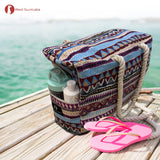 Red Suricata Kiowa Style Large Waterproof Boho Beach Bag with Rope Handles-Bag-Red Suricata