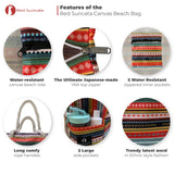 Red Suricata Paiute Style Large Waterproof Boho Beach Bag with Rope Handles-Bag-Red Suricata