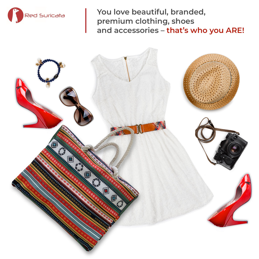 Red Suricata Paiute Style Large Waterproof Boho Beach Bag with Rope Handles-Bag-Red Suricata