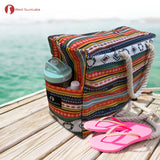 Red Suricata Paiute Style Large Waterproof Boho Beach Bag with Rope Handles-Bag-Red Suricata