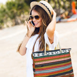 Red Suricata Paiute Style Large Waterproof Boho Beach Bag with Rope Handles-Bag-Red Suricata