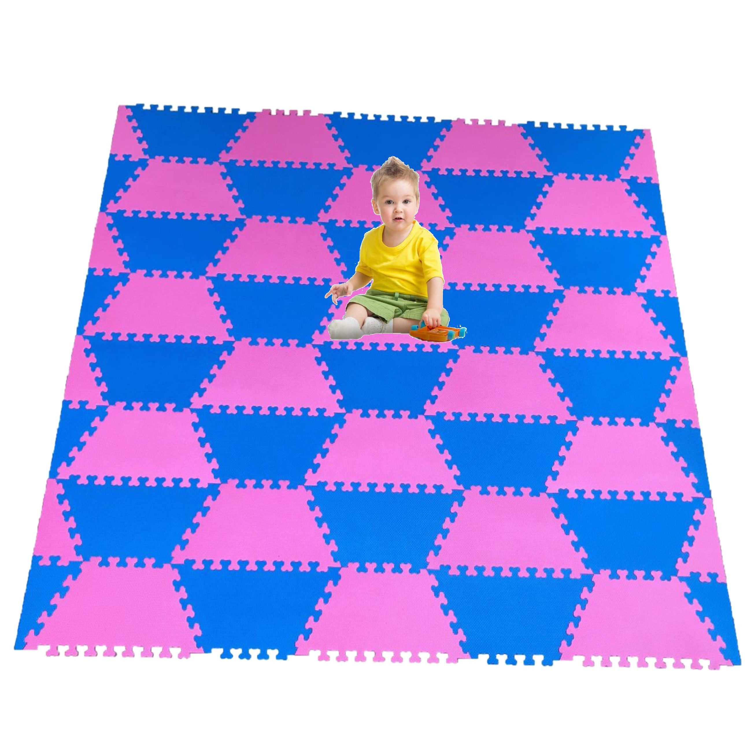 Red Suricata Blue & Pink Hexamat - Play Spot Foam Mat Puzzle Tiles-Red Suricata