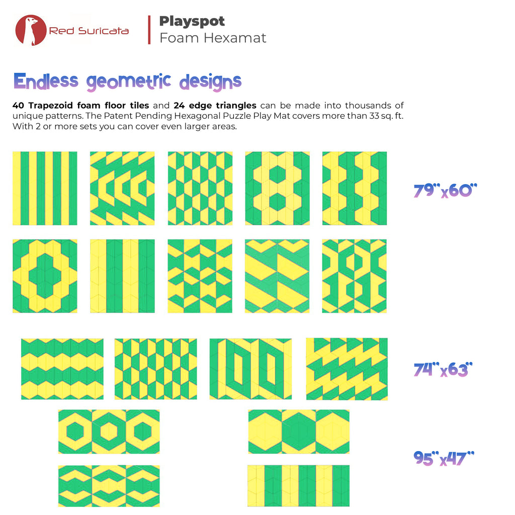 Red Suricata Green & Yellow Hexamat - Play Spot Foam Mat Puzzle Tiles-Red Suricata