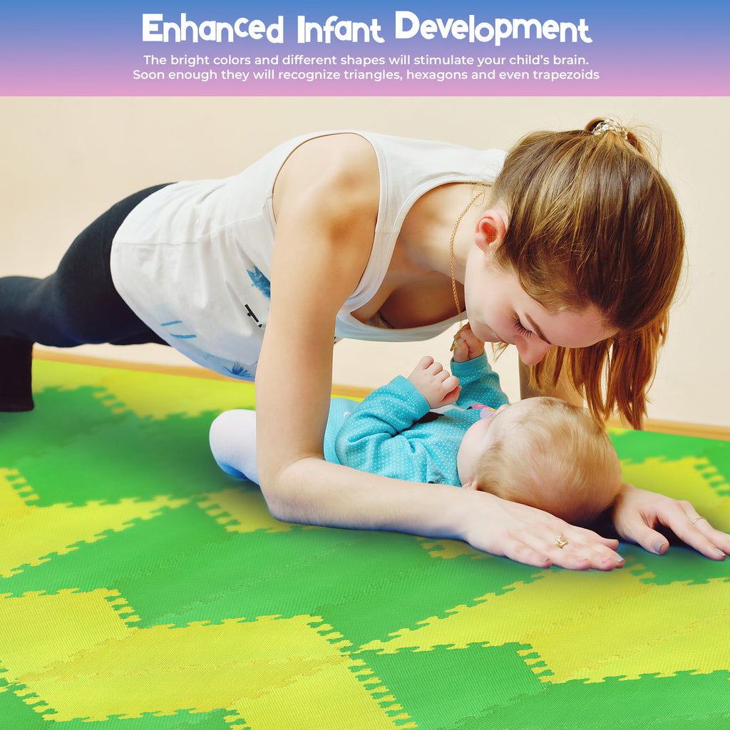 Red Suricata Green & Yellow Hexamat - Play Spot Foam Mat Puzzle Tiles-Red Suricata