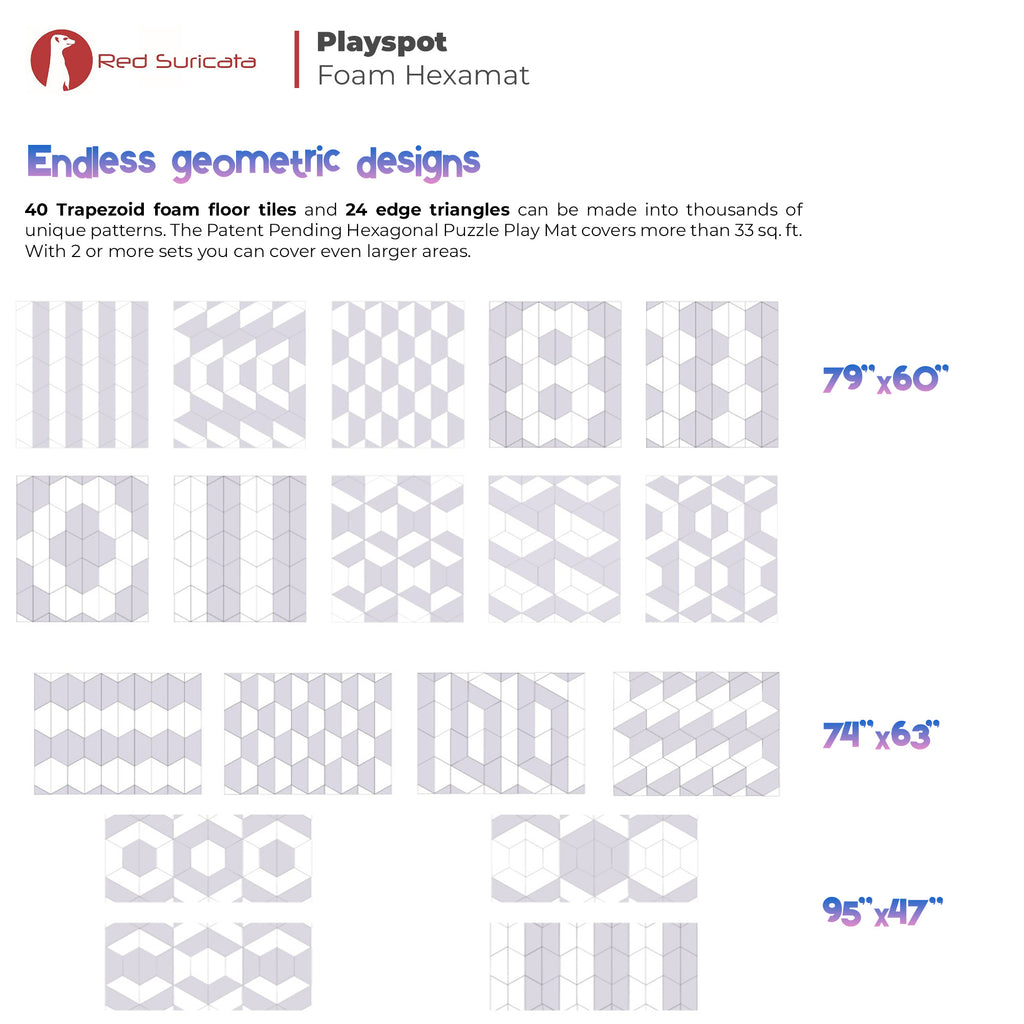 Red Suricata White & Grey Hexamat - Play Spot Foam Mat Puzzle Tiles-Red Suricata