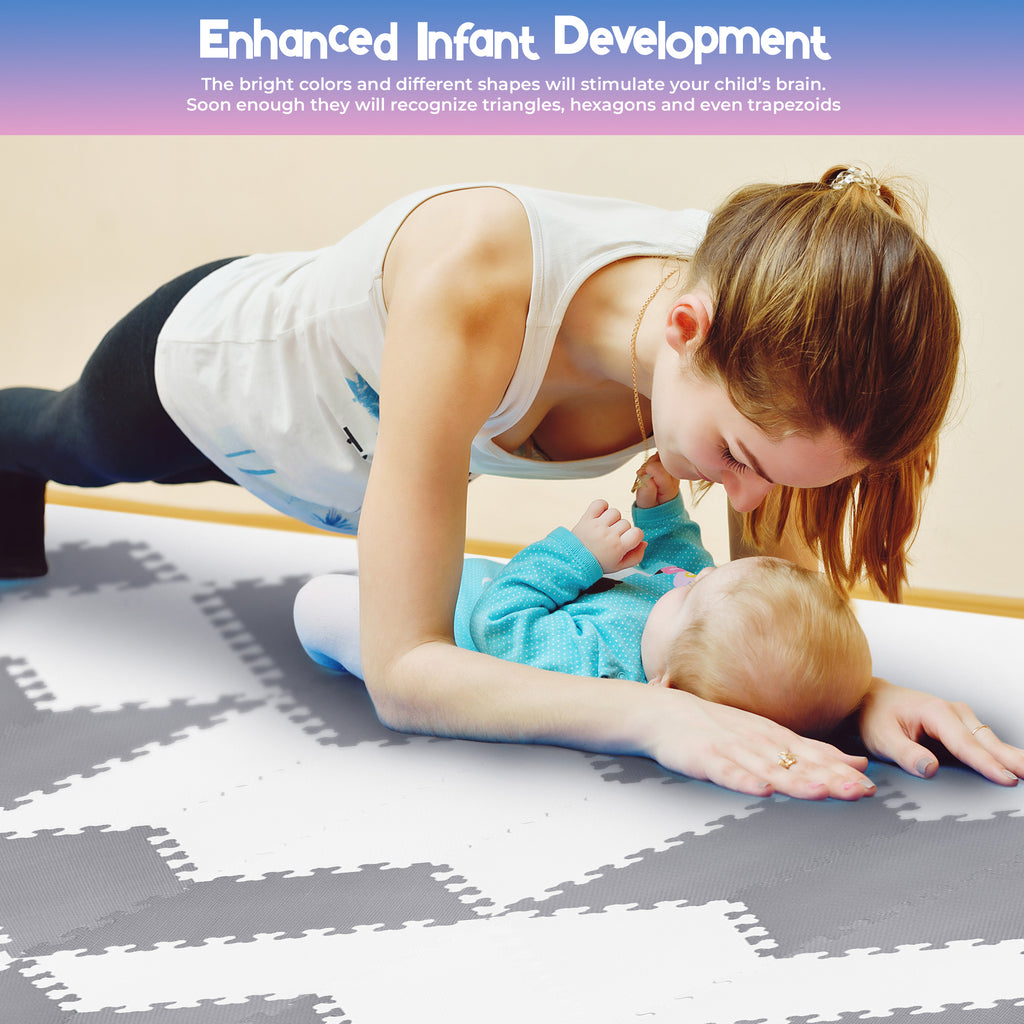 Red Suricata White & Grey Hexamat - Play Spot Foam Mat Puzzle Tiles-Red Suricata