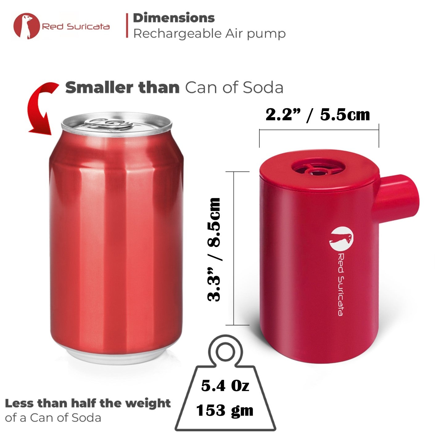 Red Suricata Powerful Little Rechargeable Electric Air Pump for Inflatables-Accessories-Red Suricata