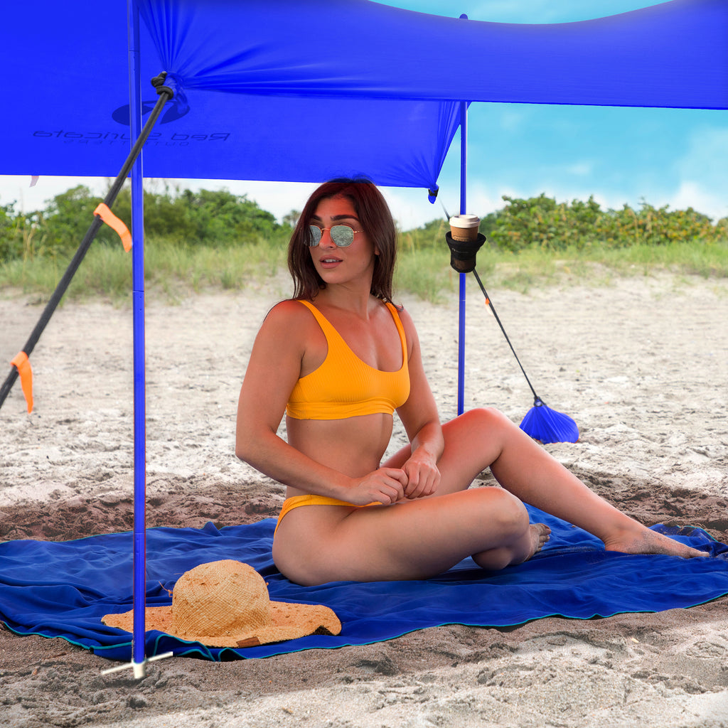 Red Suricata Blue Multi Terrain Sun Shade Canopy Tent Sunshade with sand bags & ground anchor screws