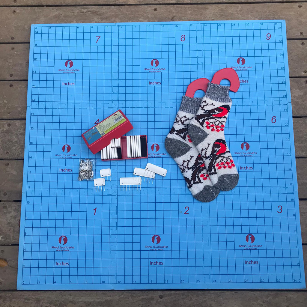 Red Suricata Knit Blocking Bundle – Blocking Mats & Knit Blocking Combs & Adjustable Sock Blockers (CMs Grid)-Blocking Mats-Red Suricata