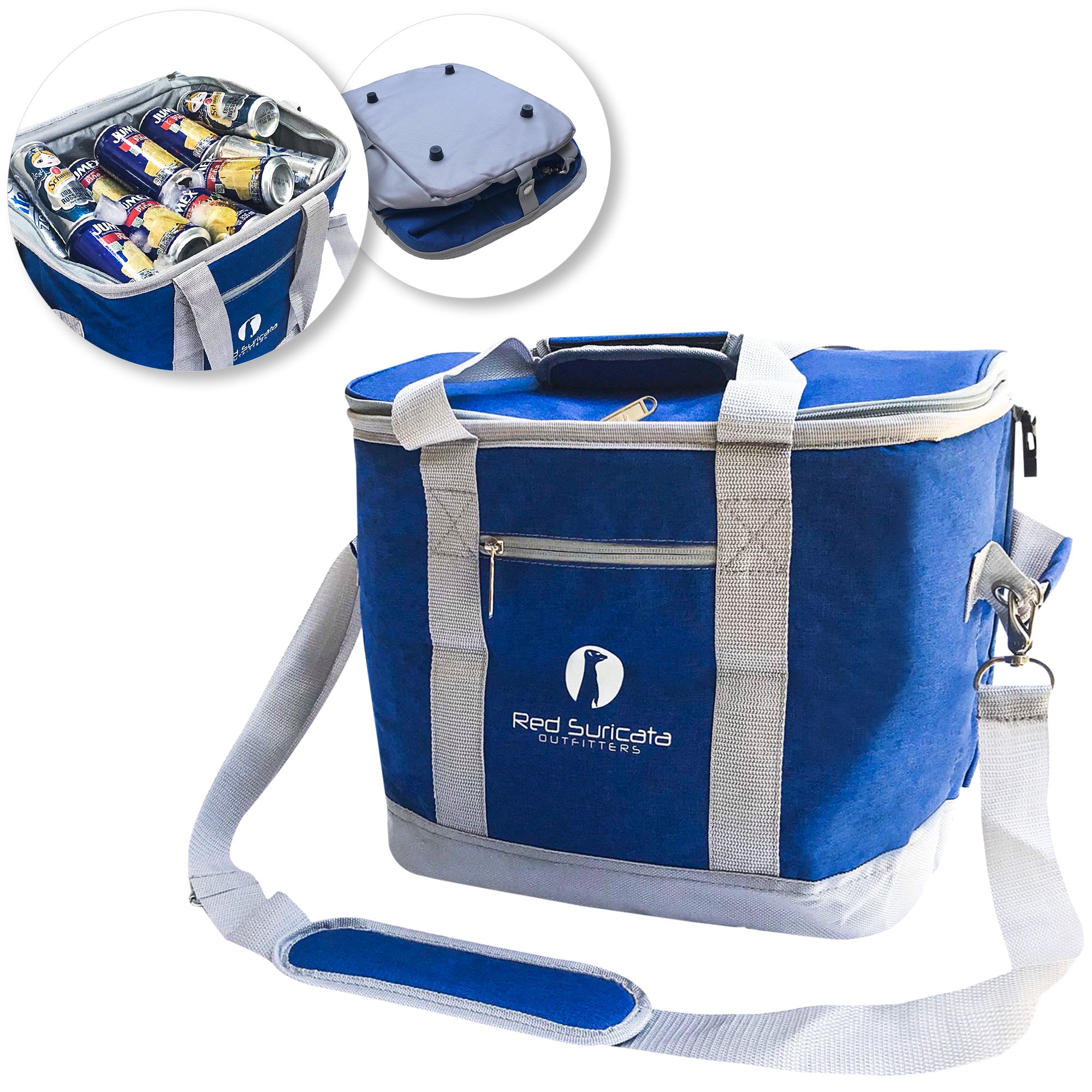 Red Suricata Heathered Blue/Grey Collapsible 45can 30L Cooler Bag-Cooler-Red Suricata