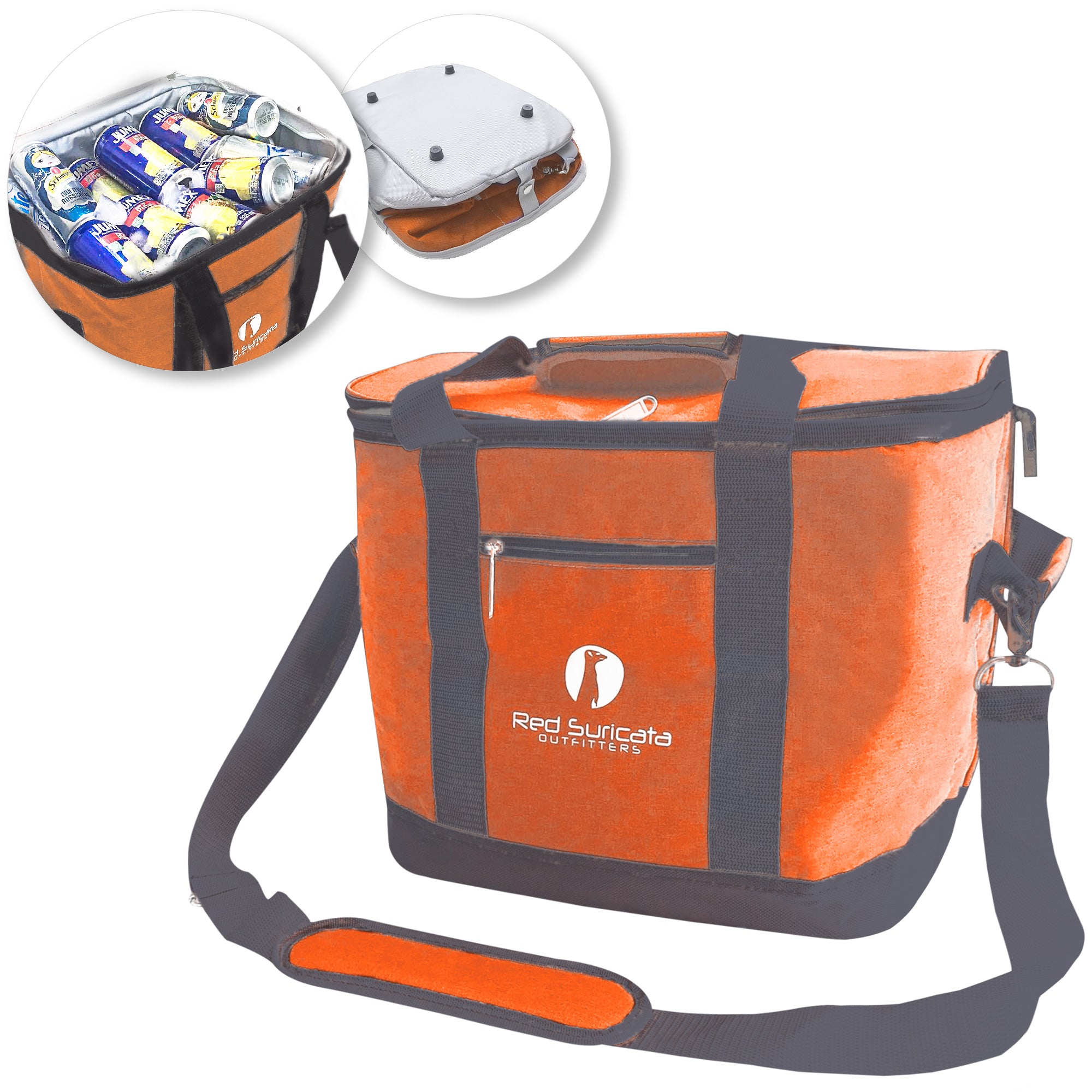 Red Suricata Heathered Orange/Grey Collapsible 45can 30L Cooler Bag-Cooler-Red Suricata