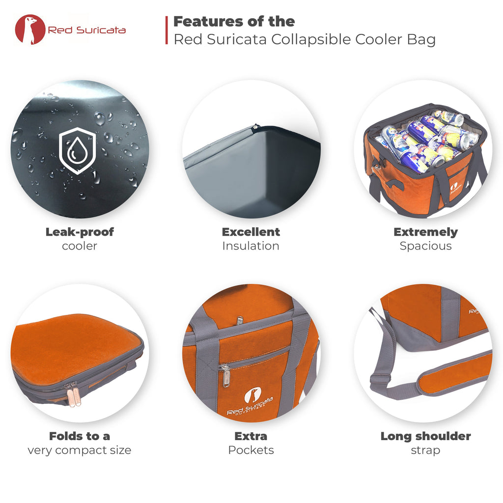 Red Suricata Heathered Orange/Grey Collapsible 45can 30L Cooler Bag-Cooler-Red Suricata
