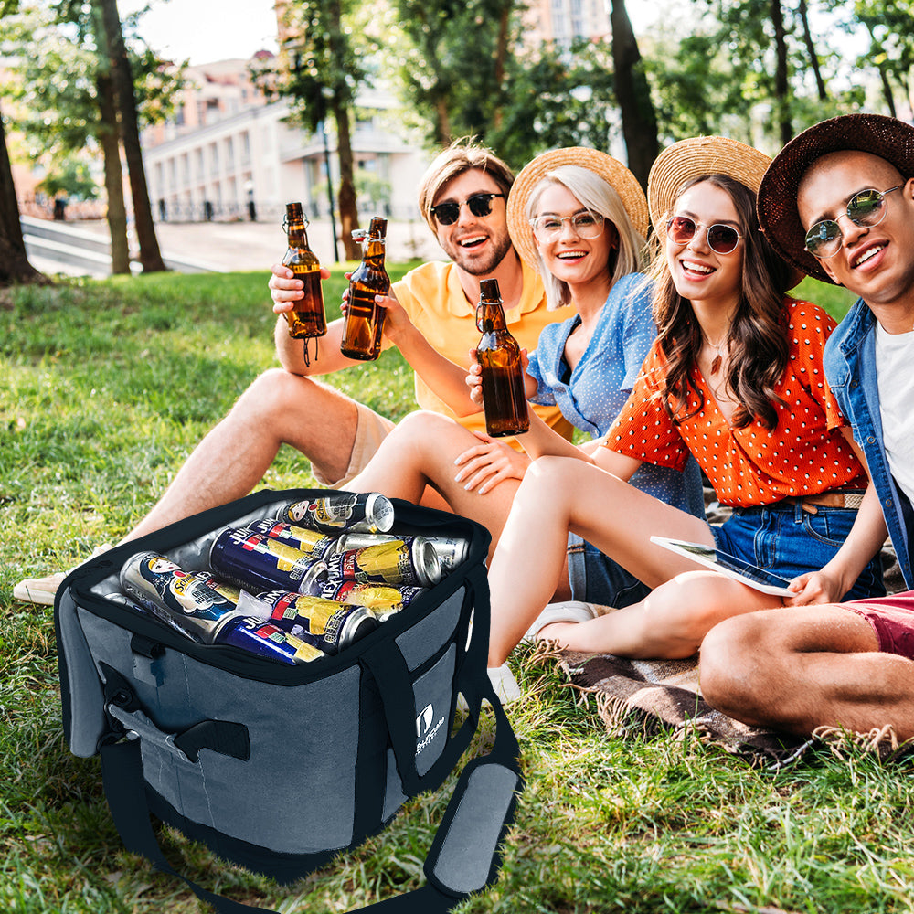 Red Suricata Heathered Grey/Black Collapsible 45can 30L Cooler Bag-Cooler-Red Suricata