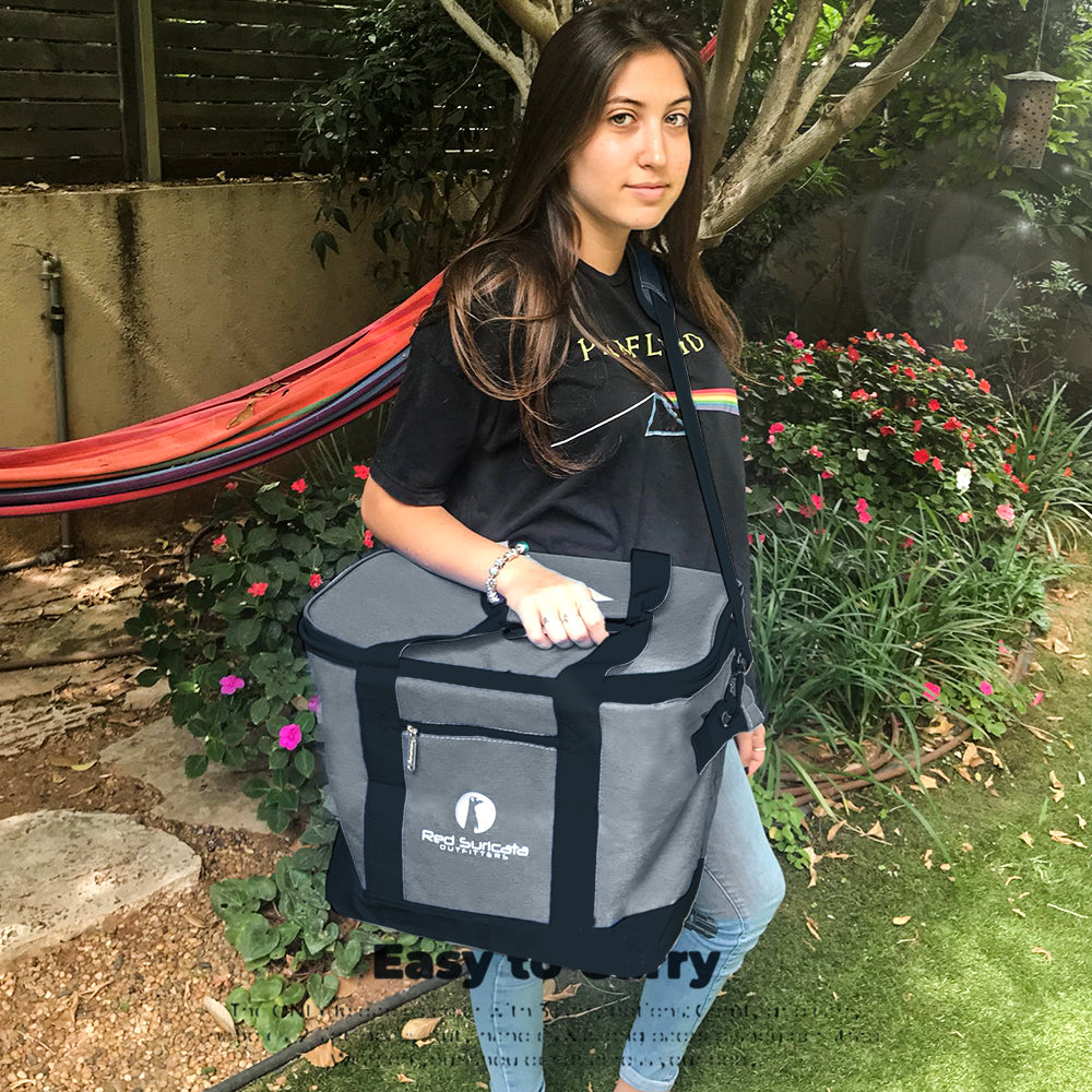 Red Suricata Heathered Grey/Black Collapsible 45can 30L Cooler Bag-Cooler-Red Suricata