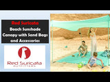 Red Suricata Grey Family Beach Sun Shade Canopy Tent Sunshade with sand anchors