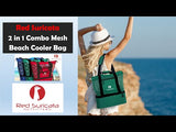 Red Suricata Turquoise Combo Mesh Beach Bag Tote & Cooler including 4 ice packs