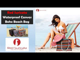Red Suricata Kiowa Style Large Waterproof Boho Beach Bag with Rope Handles